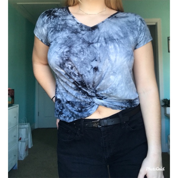 Blue tie dye tie up tshirt - Picture 2 of 2
